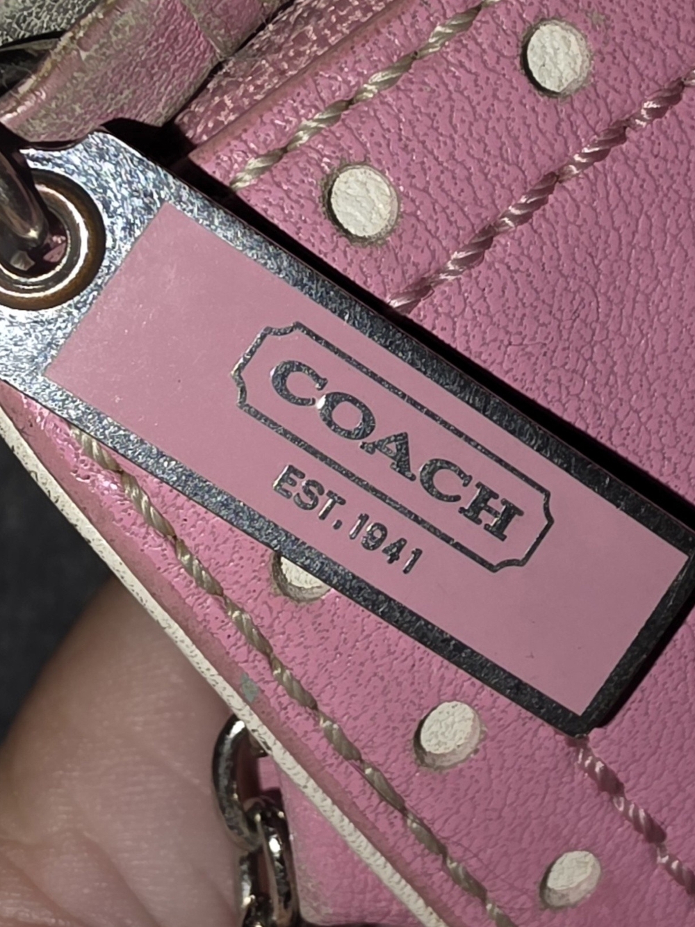 Vintage Coach Pink Leather Stud Zip Wristlet - Picture 2 of 6